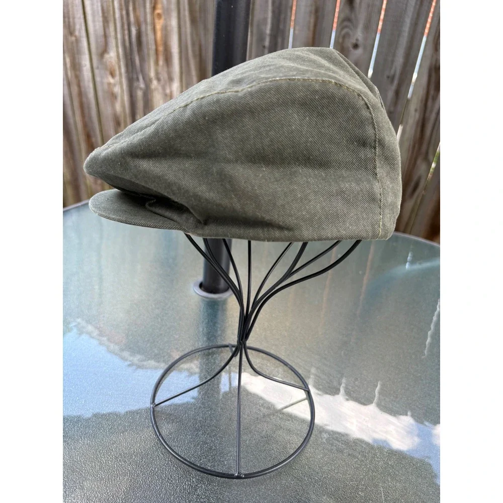 Vintage 2pc Flat Cap Set Mens Large Union Made USA Olive Tan Driver Ivy Hats